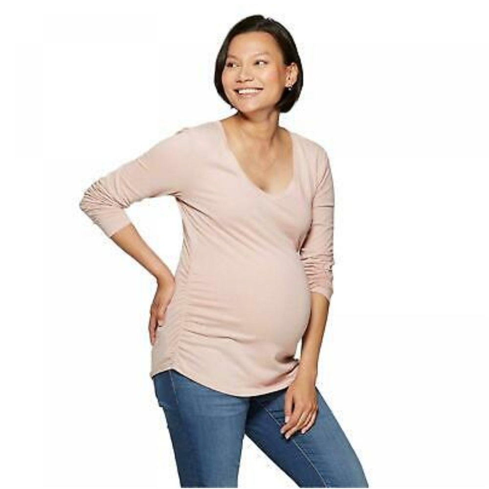 ISABEL MATERNITY PINK LONG-SLEEVE SHIRT